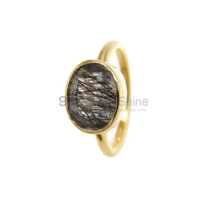 925 Sterling Silver Rings In Black Rutile Gemstone Jewelry 925SR3808