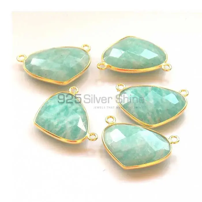 Amazonite Heart Gemstone Double Bail Bezel Sterling Silver Gold Vermeil Gemstone Connector 925GC341_0
