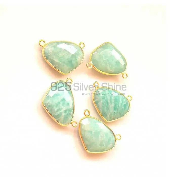 Amazonite Heart Gemstone Double Bail Bezel Sterling Silver Gold Vermeil Gemstone Connector 925GC341_1
