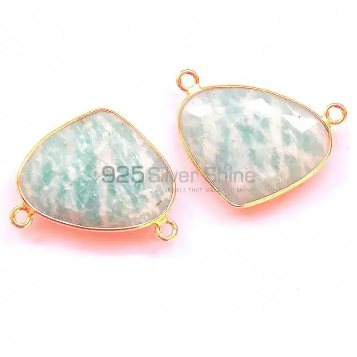Amazonite Heart Gemstone Double Bail Bezel Sterling Silver Gold Vermeil Gemstone Connector 925GC341_2