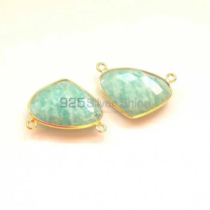Amazonite Heart Gemstone Double Bail Bezel Sterling Silver Gold Vermeil Gemstone Connector 925GC341_3