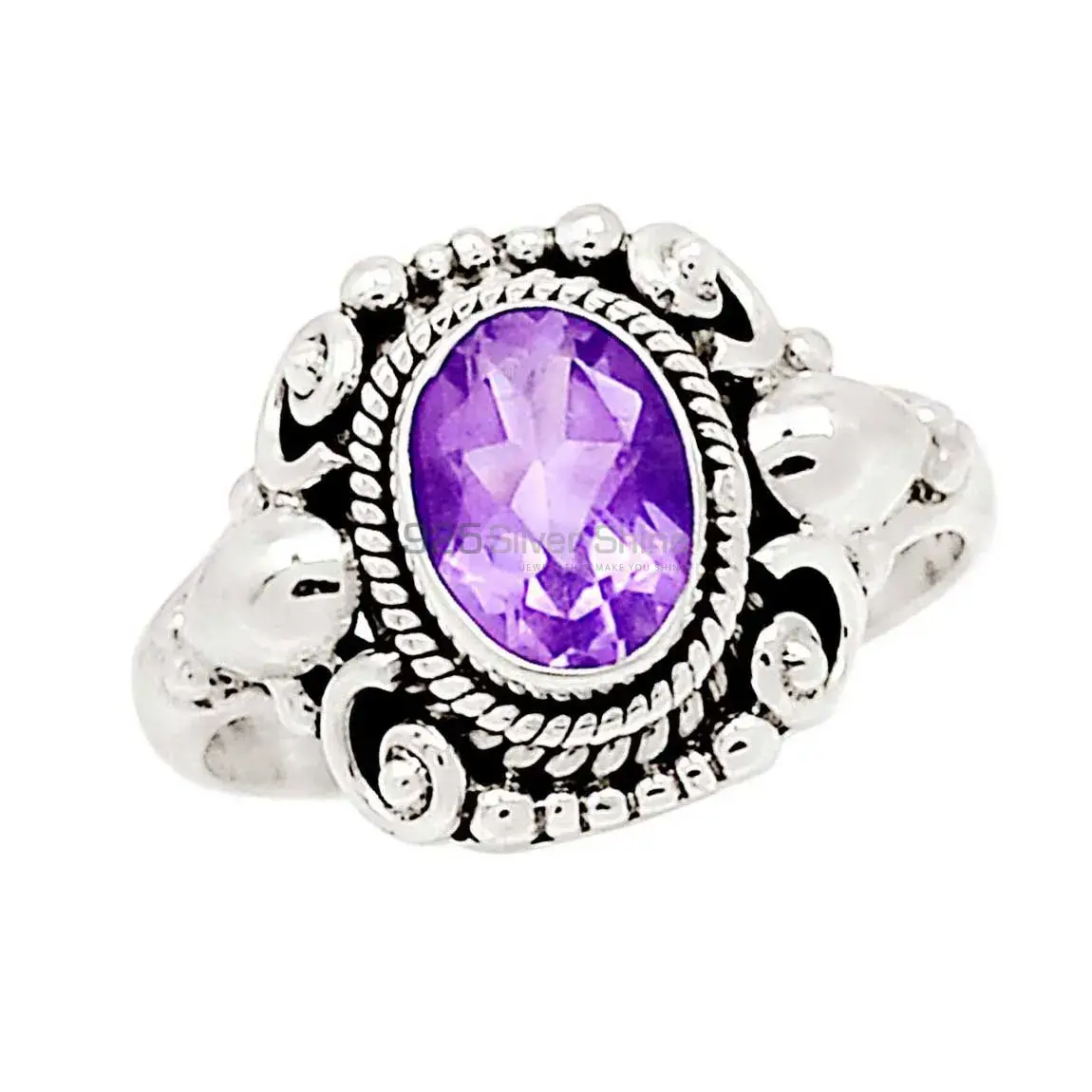 Natural Ametyst Cut Stone Silver Rings Jewelry 925SR2368_1