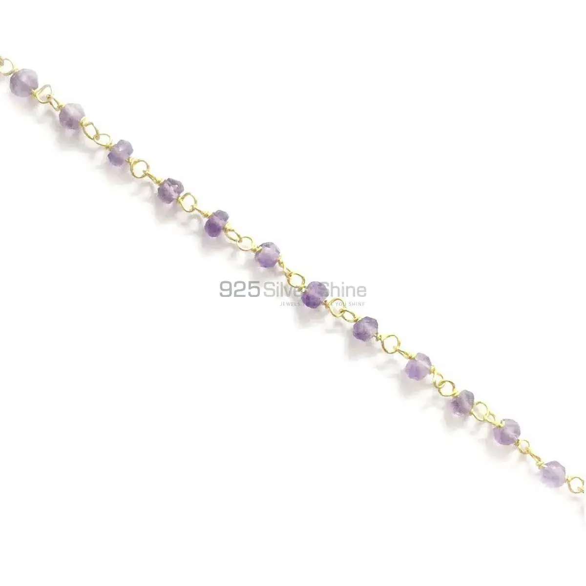 Amethyst Gemstone Rosary Chain. "Wire Wrapped 1 Feet Roll Chain" 925RC175_1