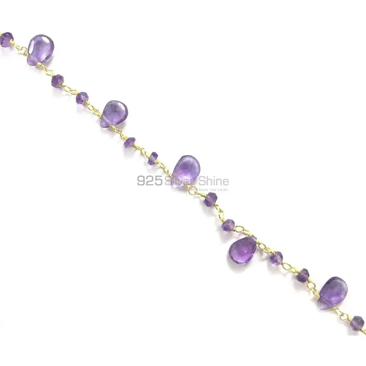 Amethyst Gemstone Rosary Chain. "Wire Wrapped 1 Feet Roll Chain" 925RC179_0