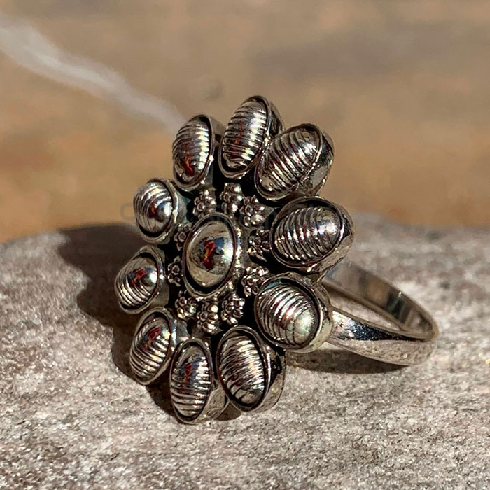 Antique Look Sterling Silver Flower Ring SSR180_0