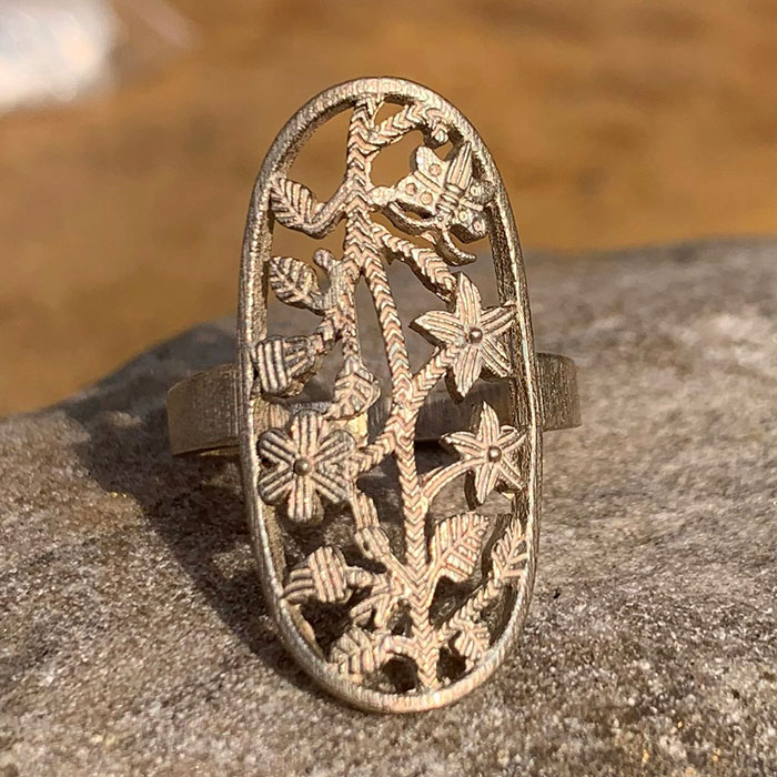 Antique Handmade Flower Ring In Sterling Silver SSR194_2