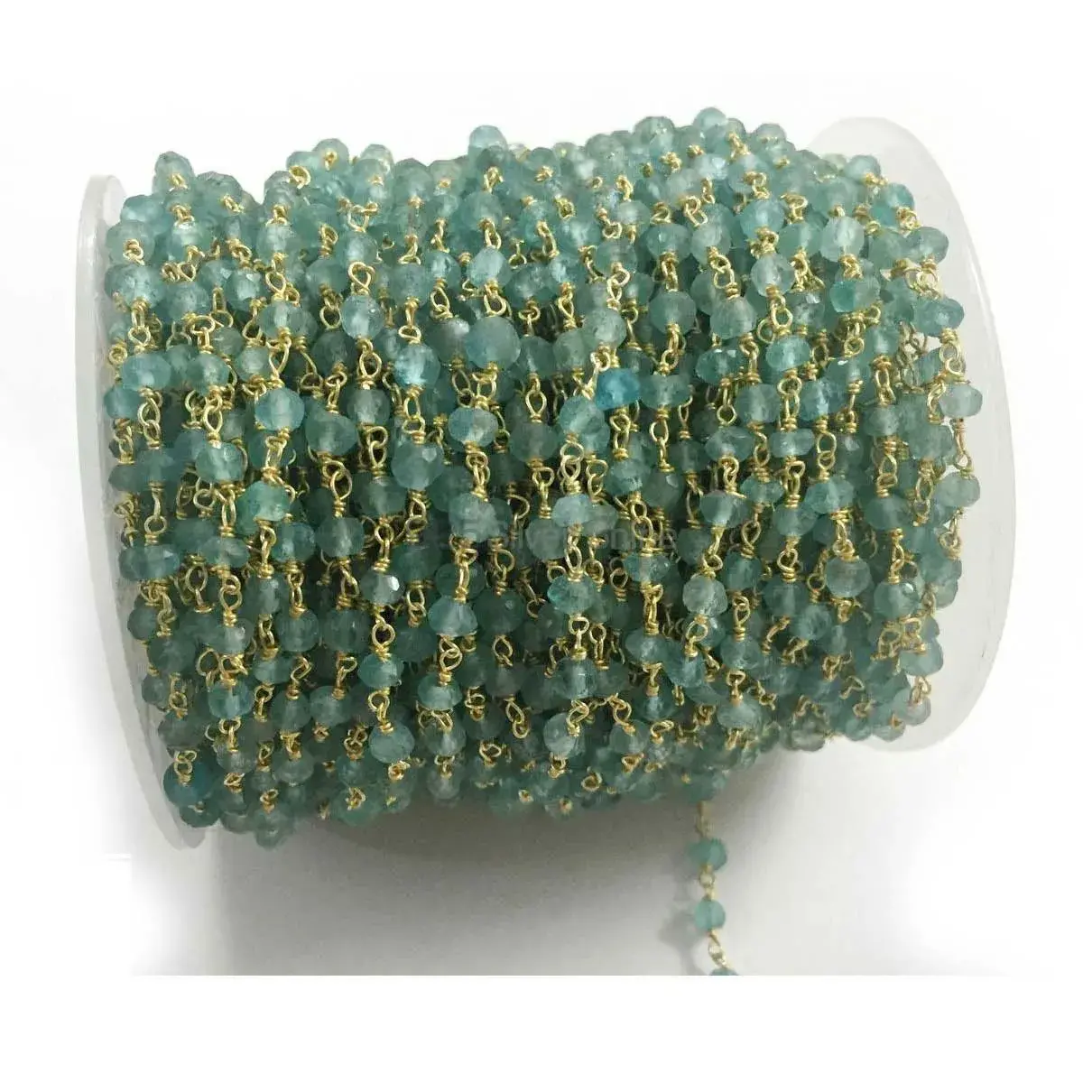 Apatite Gemstone Rosary Chain. "Wire Wrapped 1 Feet Roll Chain" 925RC176_1