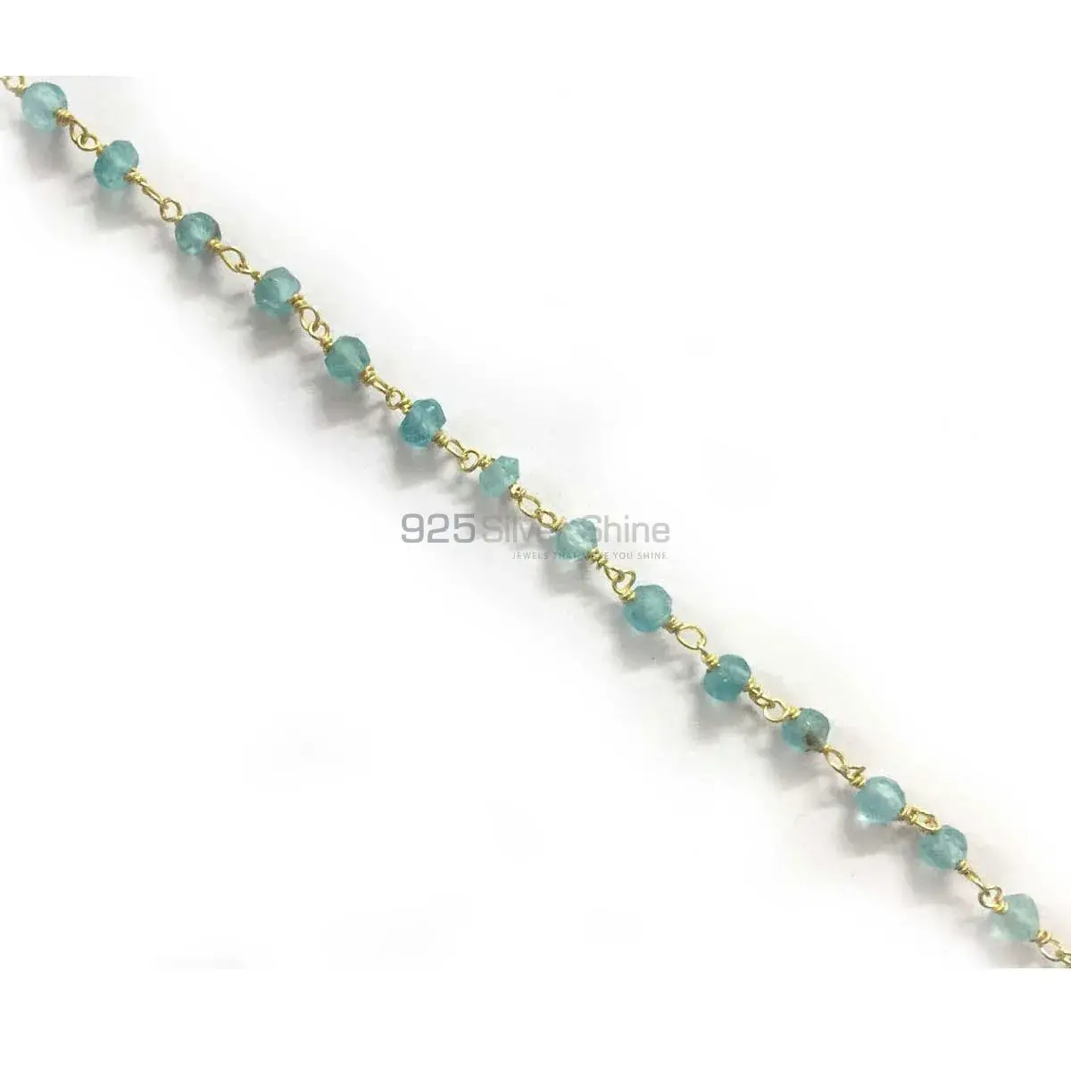 Apatite Gemstone Rosary Chain. "Wire Wrapped 1 Feet Roll Chain" 925RC176_2