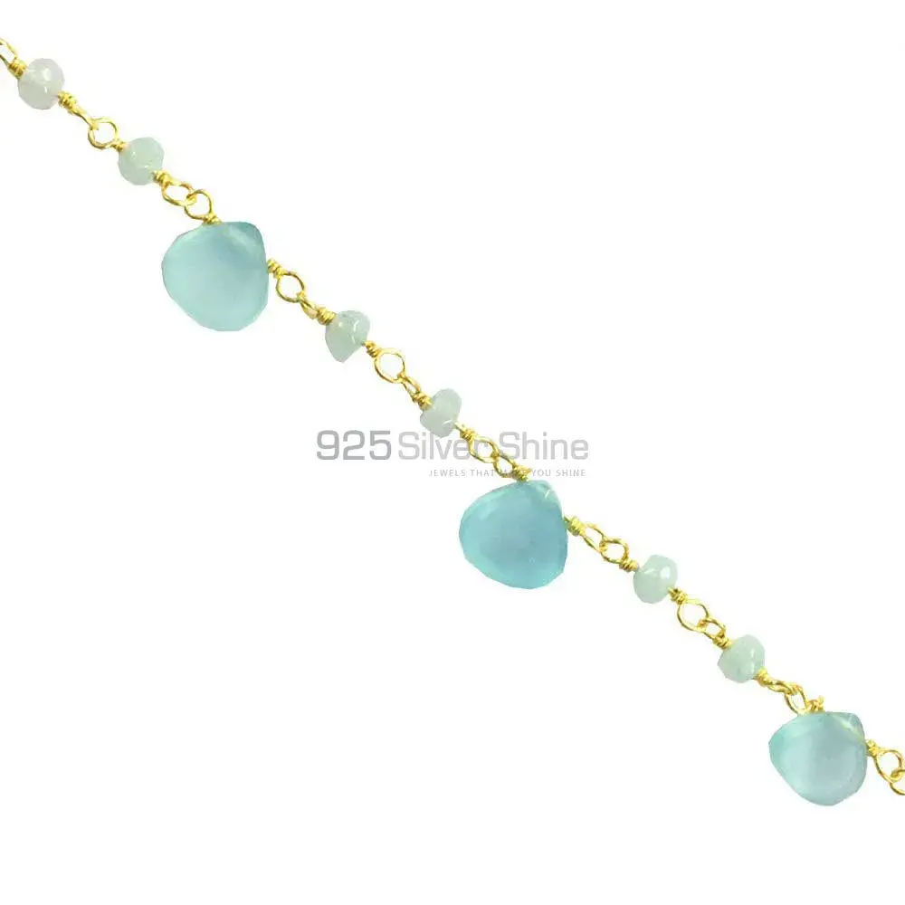 Aqua chalcedony Gemstone Rosary Chain. "Wire Wrapped 1 Feet Roll Chain" 925RC178_0