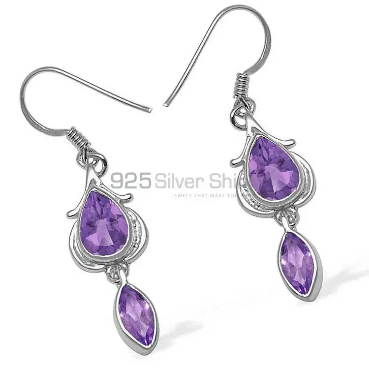 925 Sterling Silver Earrings In Amethyst Gemstone Jewelry 925SE1068_1