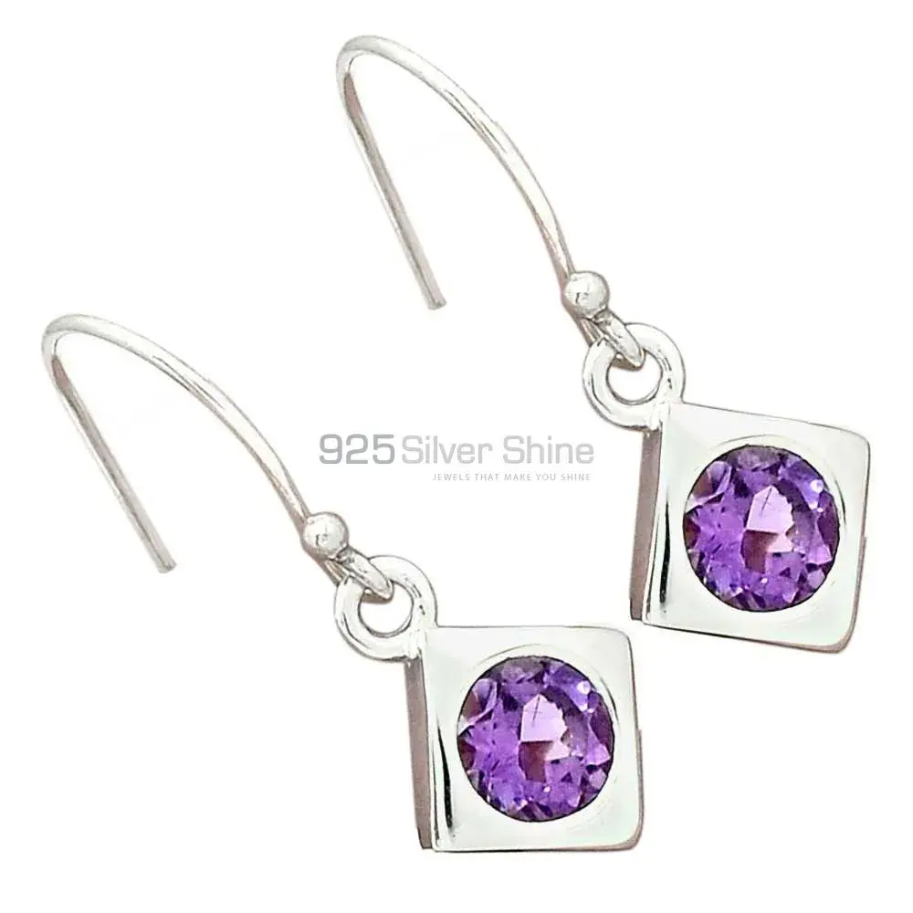 925 Sterling Silver Earrings In Amethyst Gemstone Jewelry 925SE2697_1
