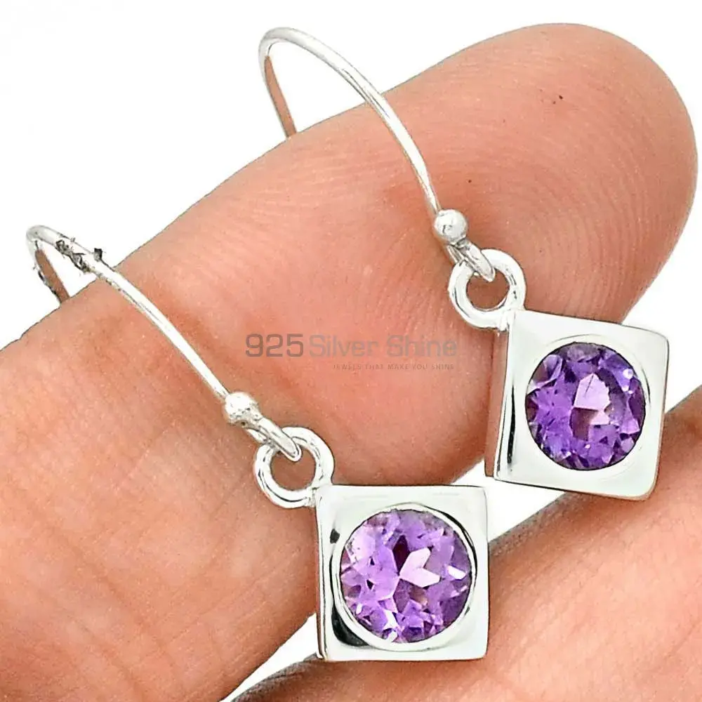 925 Sterling Silver Earrings In Amethyst Gemstone Jewelry 925SE2697_2