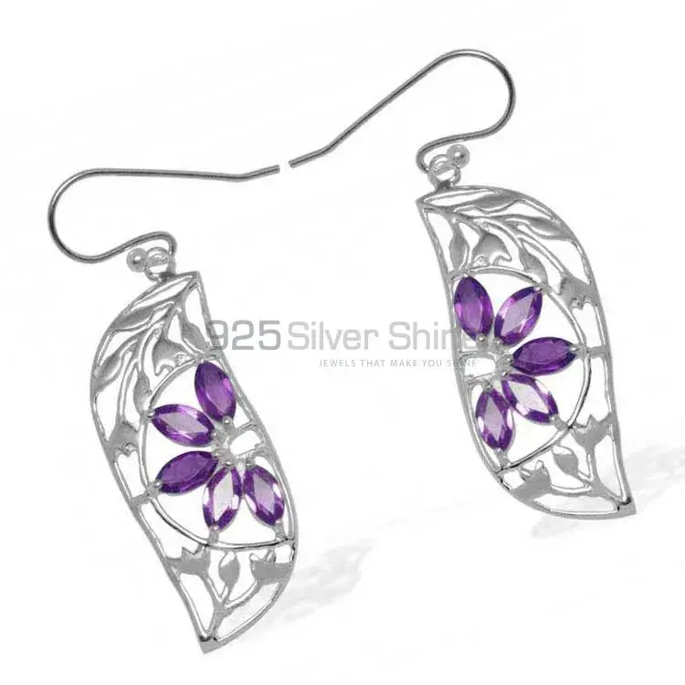 925 Sterling Silver Earrings In Amethyst Gemstone Jewelry 925SE910_0