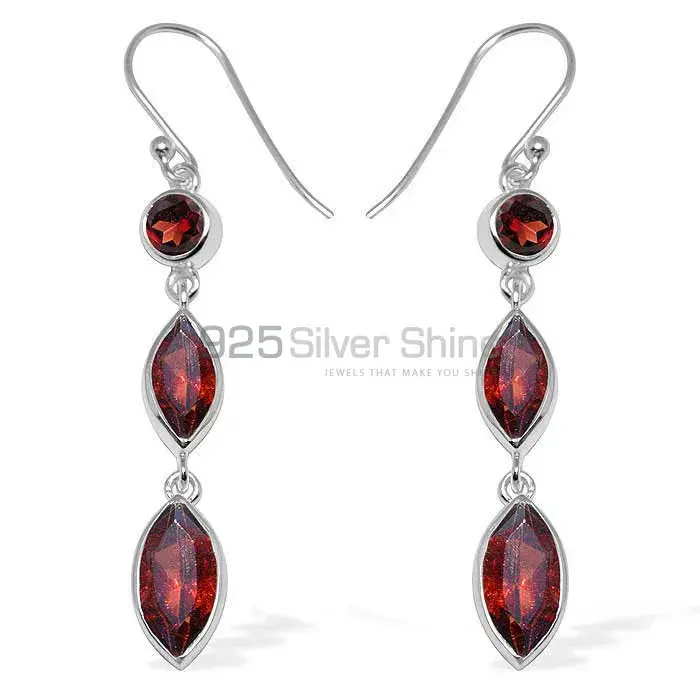 925 Sterling Silver Earrings In Garnet Gemstone Jewelry 925SE1147_0