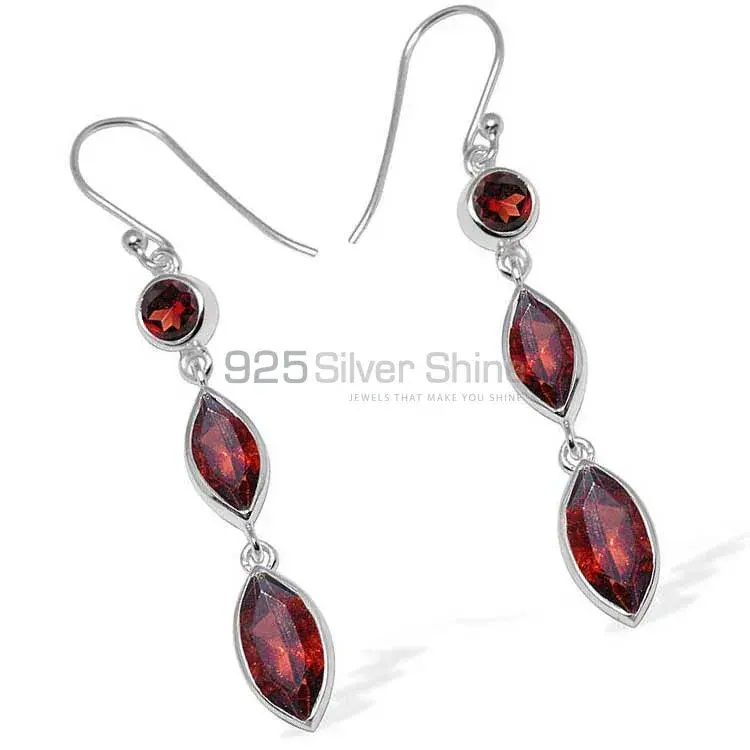925 Sterling Silver Earrings In Garnet Gemstone Jewelry 925SE1147_1