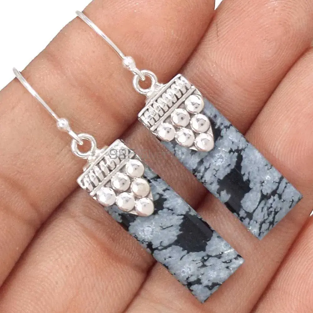 925 Sterling Silver Earrings In Snow flax Gemstone Jewelry 925SE2467_1