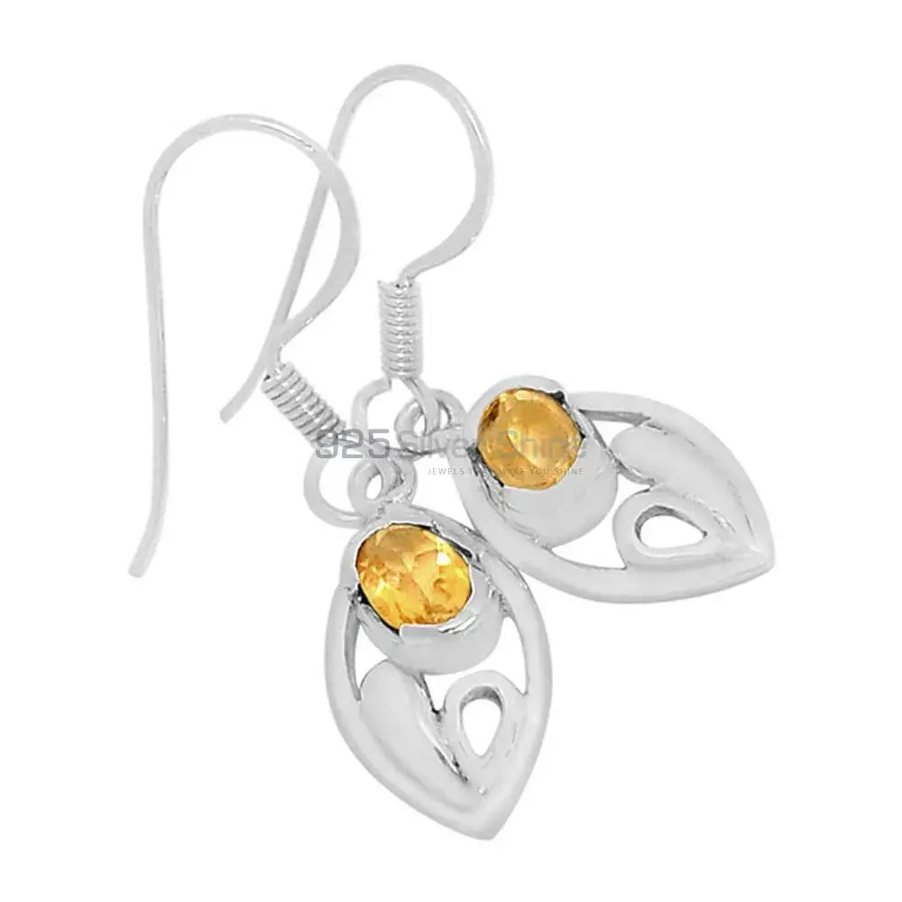 925 Sterling Silver Earrings In Citrine Gemstone Jewelry 925SE604_0