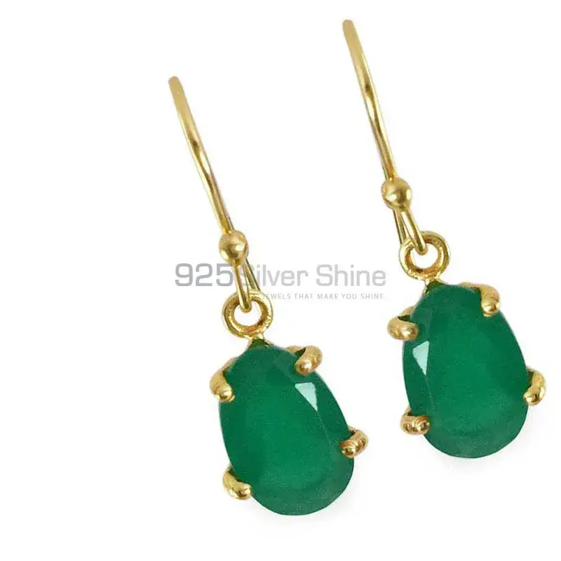 925 Sterling Silver Earrings In Green Onyx Gemstone Jewelry 925SE1306_1