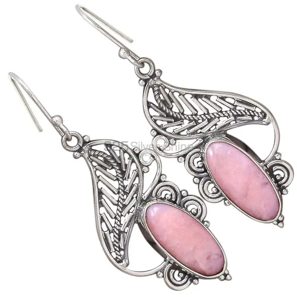 925 Sterling Silver Earrings In Pink Opal Gemstone Jewelry 925SE2953_2