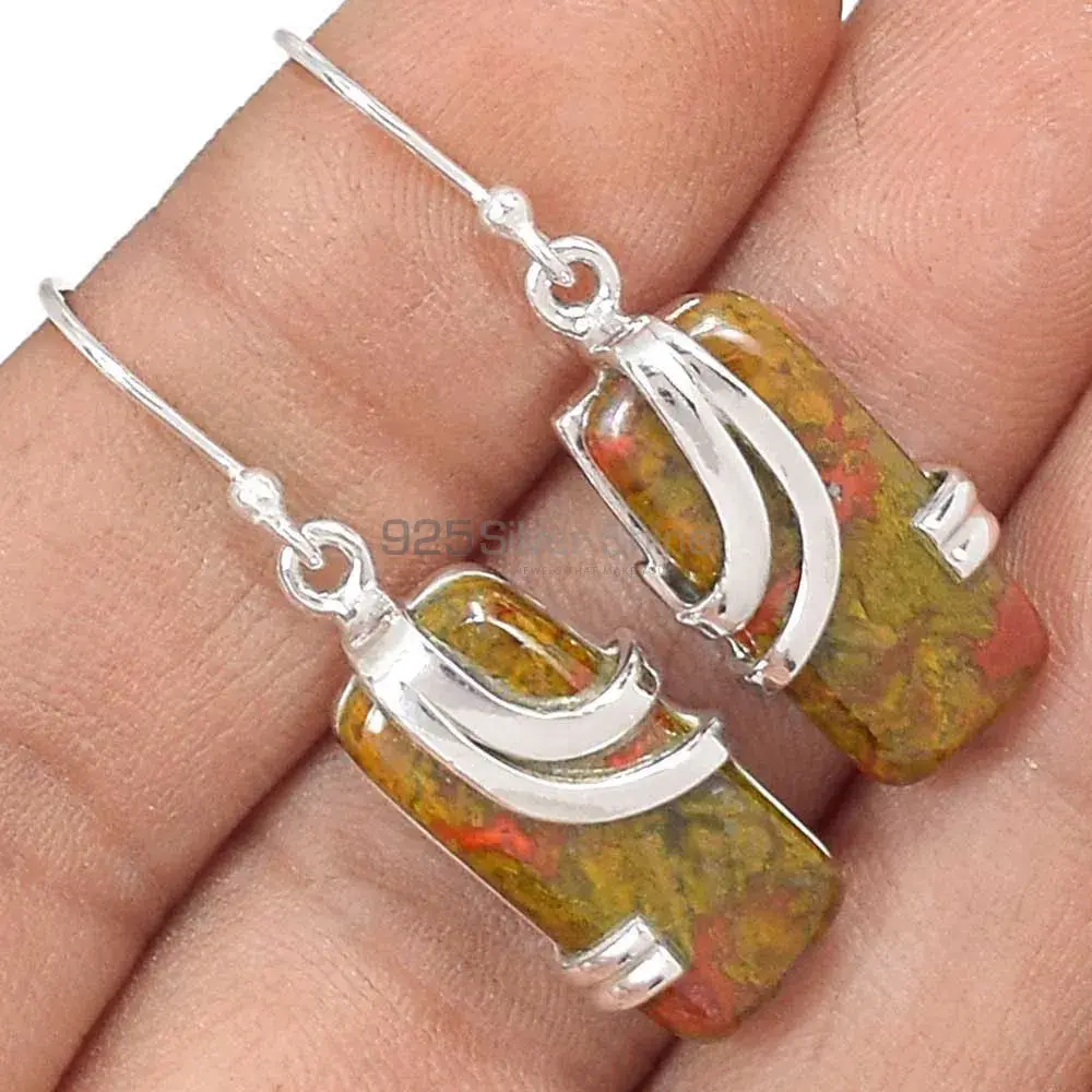 925 Sterling Silver Earrings In Unakite Gemstone Jewelry 925SE2082_1