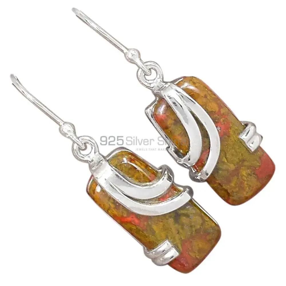 925 Sterling Silver Earrings In Unakite Gemstone Jewelry 925SE2082_2