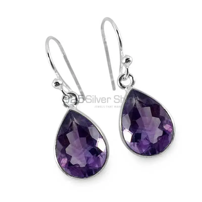 925 Sterling Silver Handmade Earrings In Amethyst Gemstone Jewelry 925SE1316_1