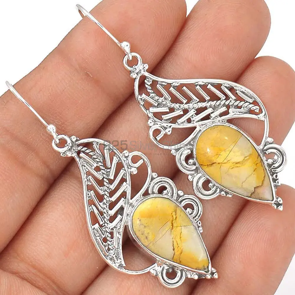 925 Sterling Silver Handmade Earrings In Bracketed Mookaite Gemstone Jewelry 925SE2963_1