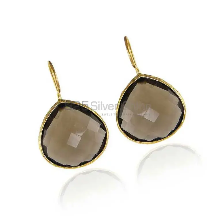 925 Sterling Silver Handmade Earrings In Smoky Quartz Gemstone Jewelry 925SE1991_1