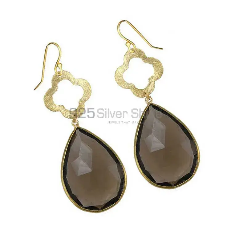 925 Sterling Silver Handmade Earrings In Smoky Quartz Gemstone Jewelry 925SE1912_1