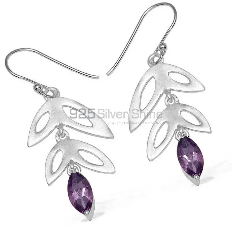925 Sterling Silver Handmade Earrings In Amethyst Gemstone Jewelry 925SE757_0