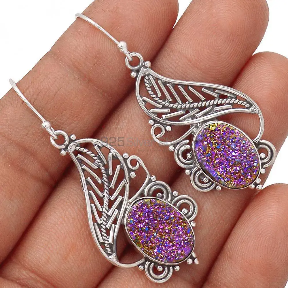 925 Sterling Silver Handmade Earrings In Druzy Gemstone Jewelry 925SE2958_1