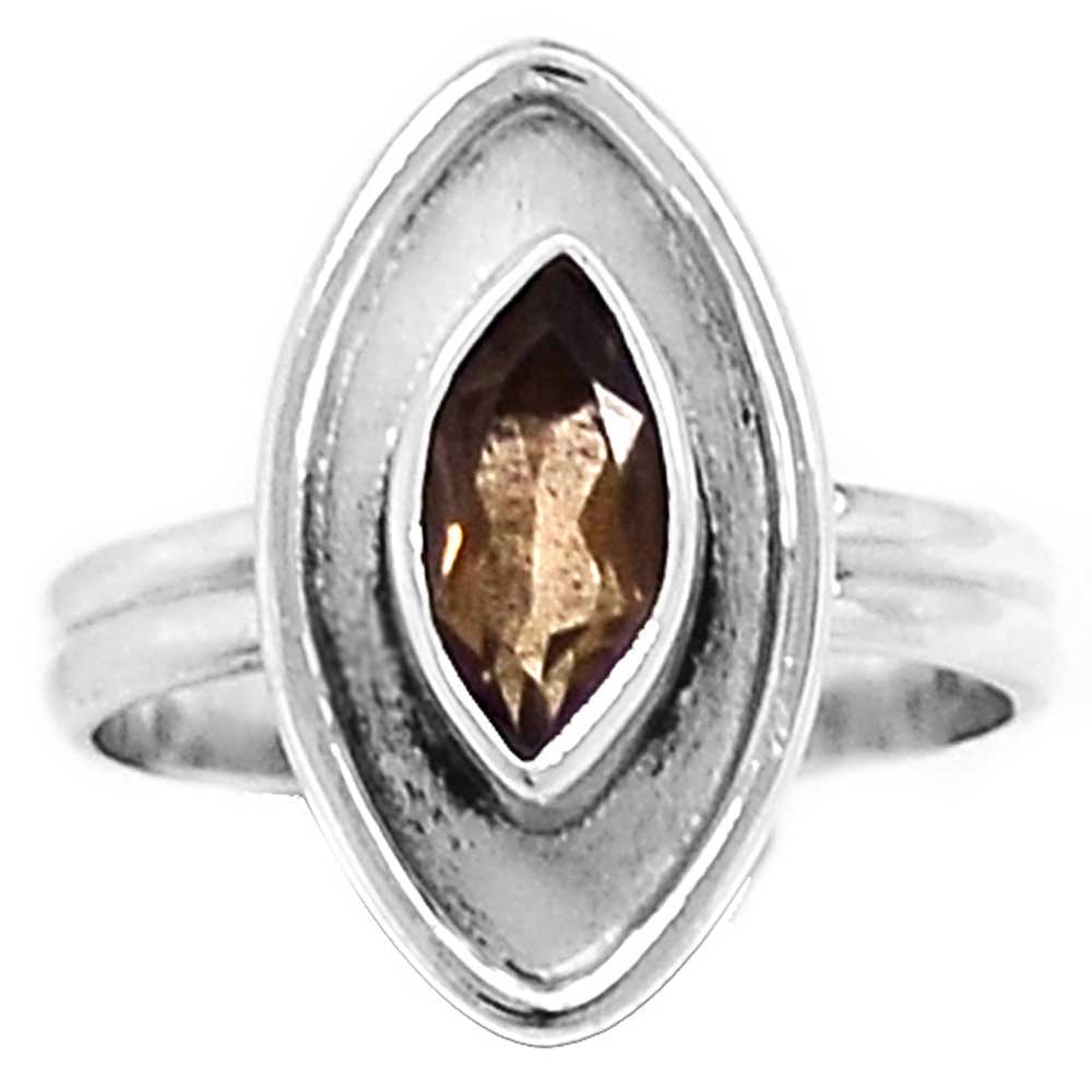 925 Sterling Silver Handmade Rings In Smoky Quartz Gemstone Jewelry 925SR992