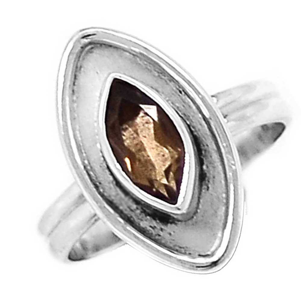 925 Sterling Silver Handmade Rings In Smoky Quartz Gemstone Jewelry 925SR992_0