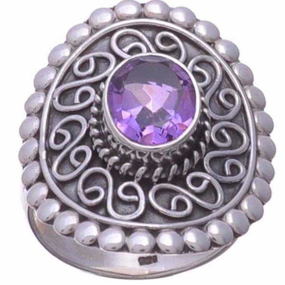 925 Sterling Silver Handmade Rings In Amethyst Gemstone Jewelry 925SR977_0