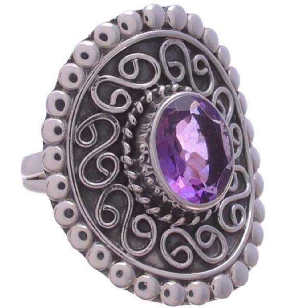 925 Sterling Silver Handmade Rings In Amethyst Gemstone Jewelry 925SR977_1