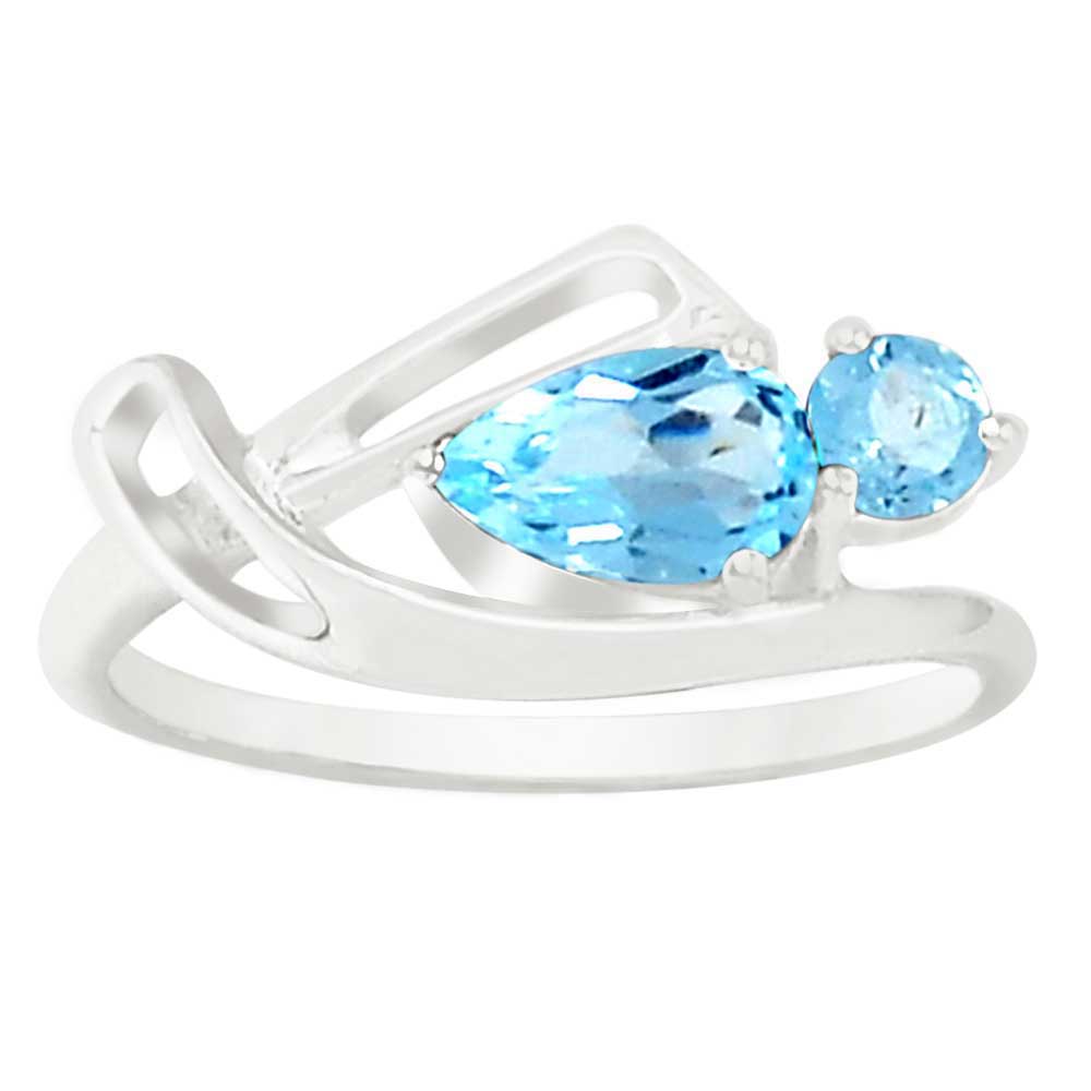 925 Sterling Silver Handmade Rings In Blue Topaz Gemstone Jewelry 925SR898_0