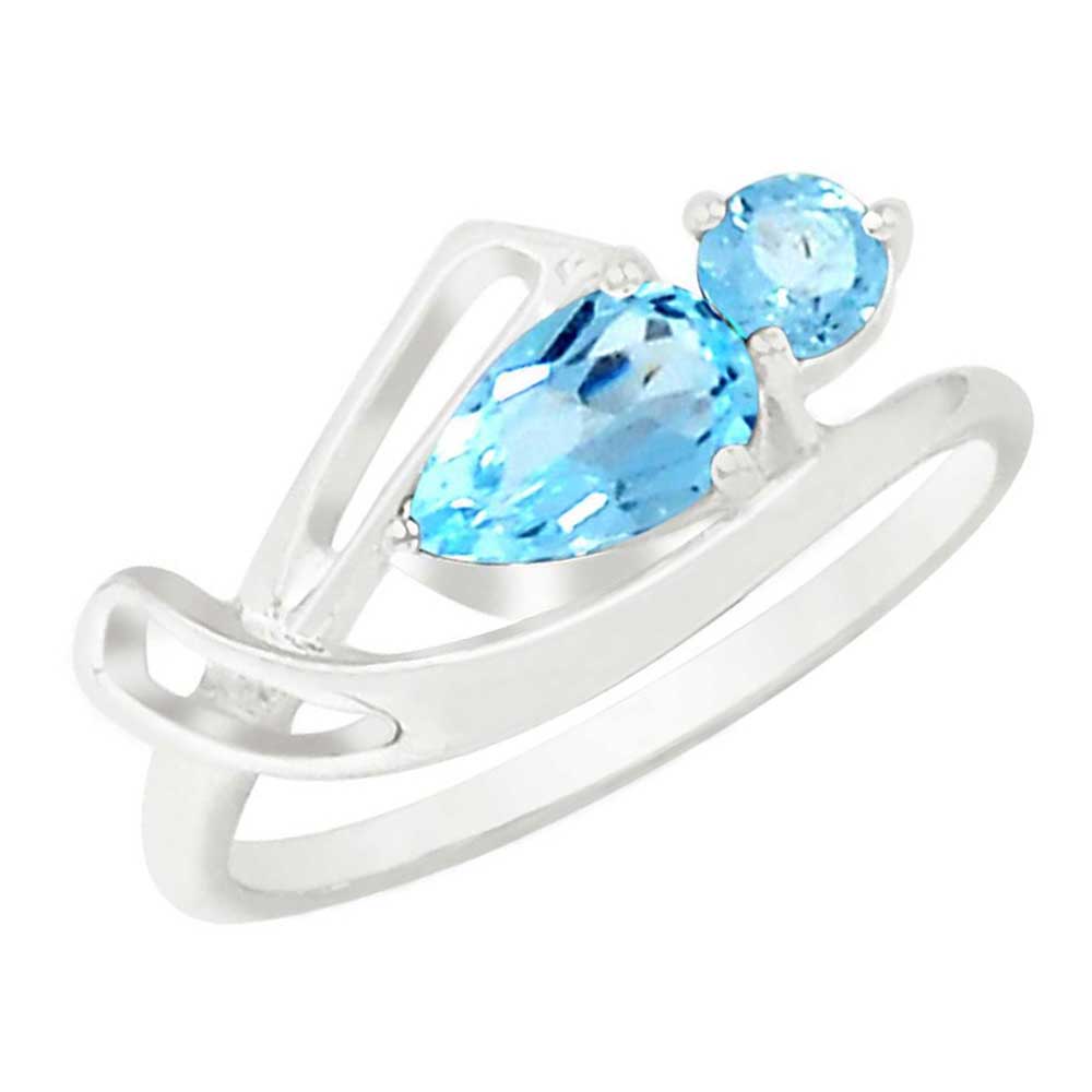 925 Sterling Silver Handmade Rings In Blue Topaz Gemstone Jewelry 925SR898_2