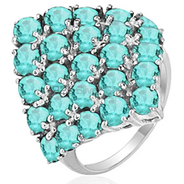 925 Sterling Silver Handmade Rings In Blue Topaz Gemstone Jewelry 925SR2053