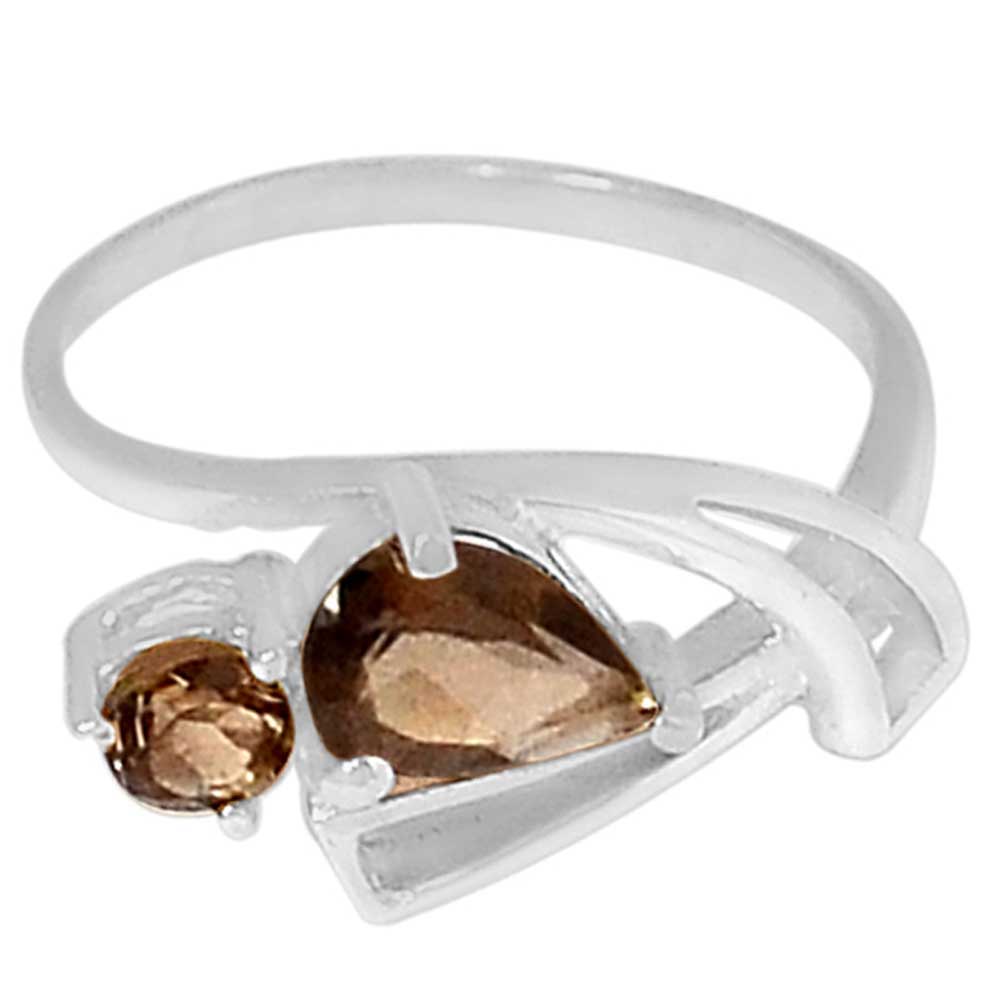 925 Sterling Silver Rings In Smoky Quartz Gemstone Jewelry 925SR893