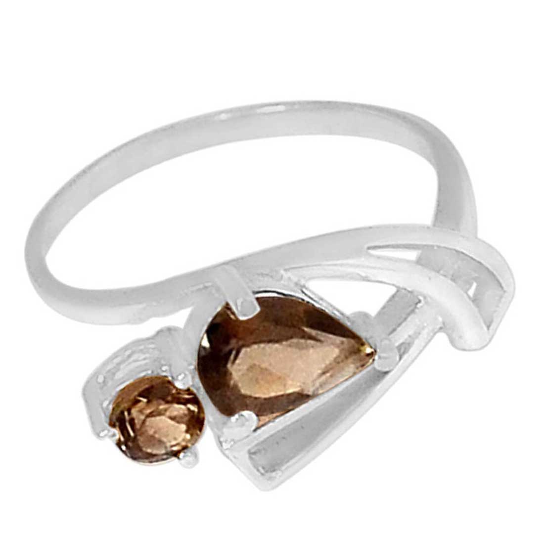 925 Sterling Silver Rings In Smoky Quartz Gemstone Jewelry 925SR893_0