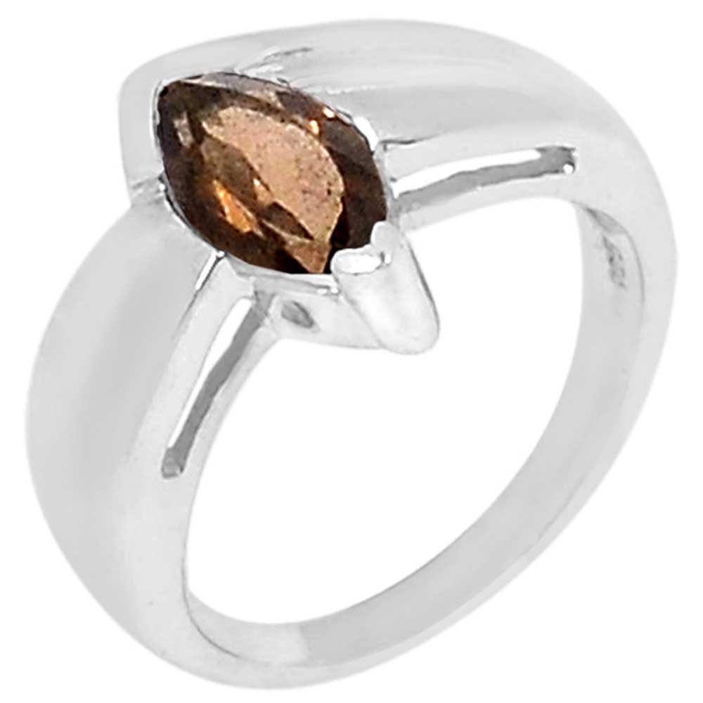925 Sterling Silver Rings In Smoky Quartz Gemstone Jewelry 925SR903_0
