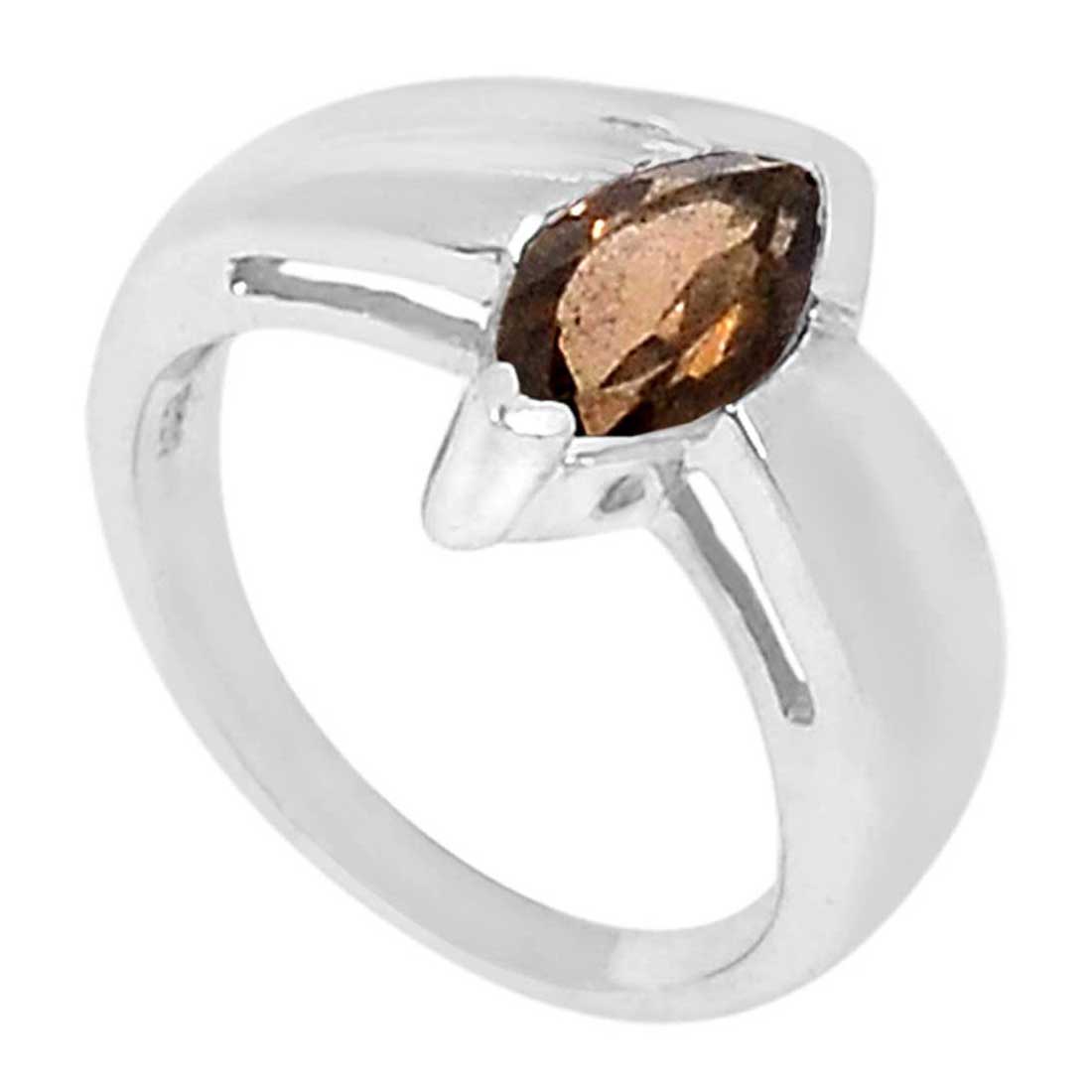 925 Sterling Silver Rings In Smoky Quartz Gemstone Jewelry 925SR903_1