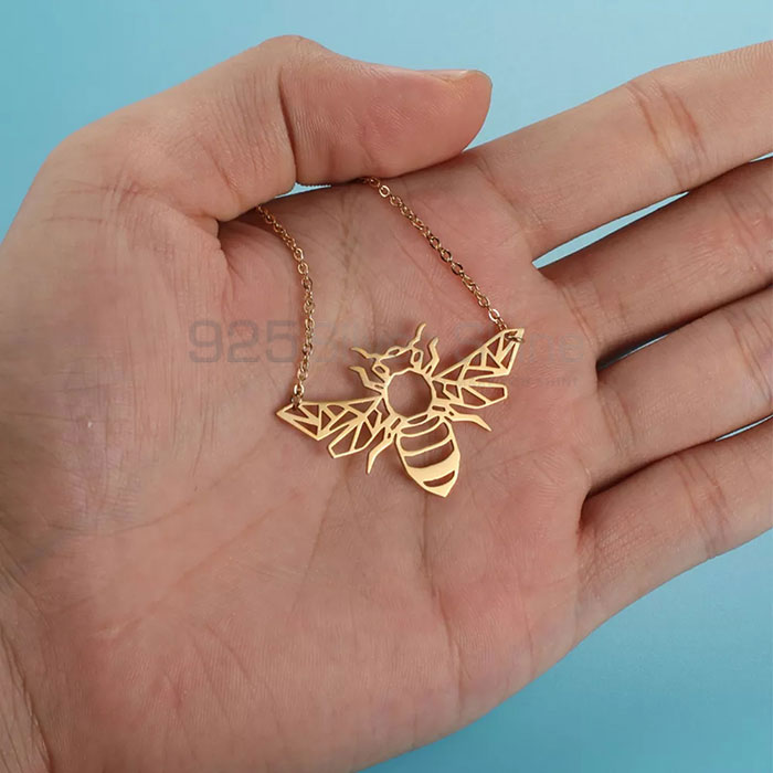 Bee Necklace, Animal Minimalist Necklace In 925 Sterling Silver AMN176_1