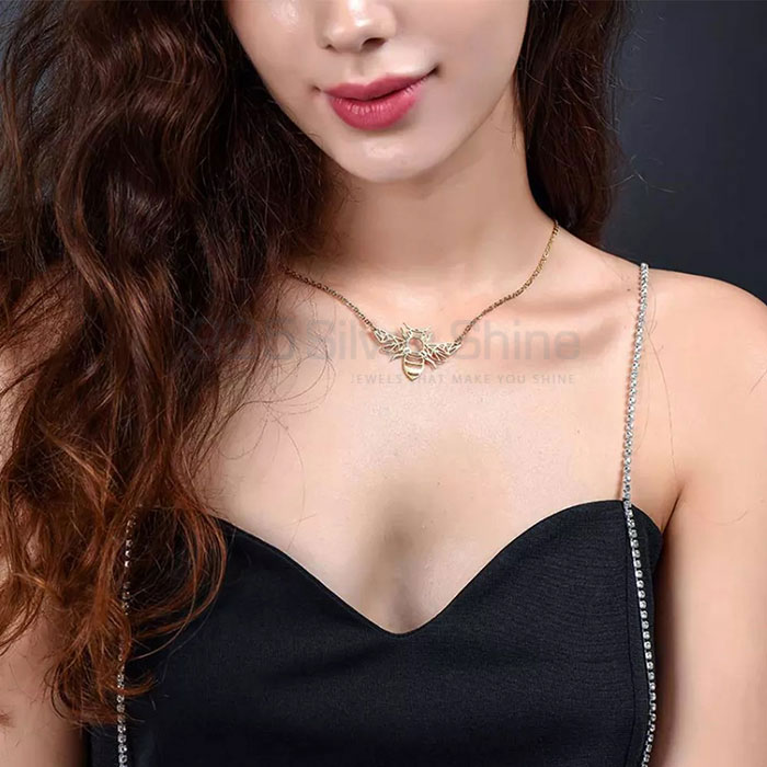 Bee Necklace, Animal Minimalist Necklace In 925 Sterling Silver AMN176_2