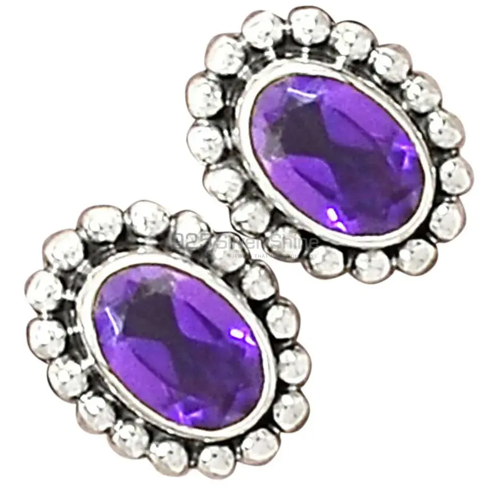 925 Sterling Silver Earrings In Amethyst Gemstone Jewelry 925SE2693_1