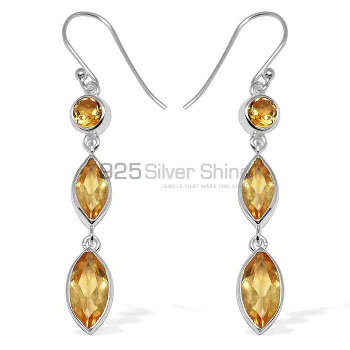 925 Sterling Silver Earrings In Citrine Gemstone Jewelry 925SE1143_0