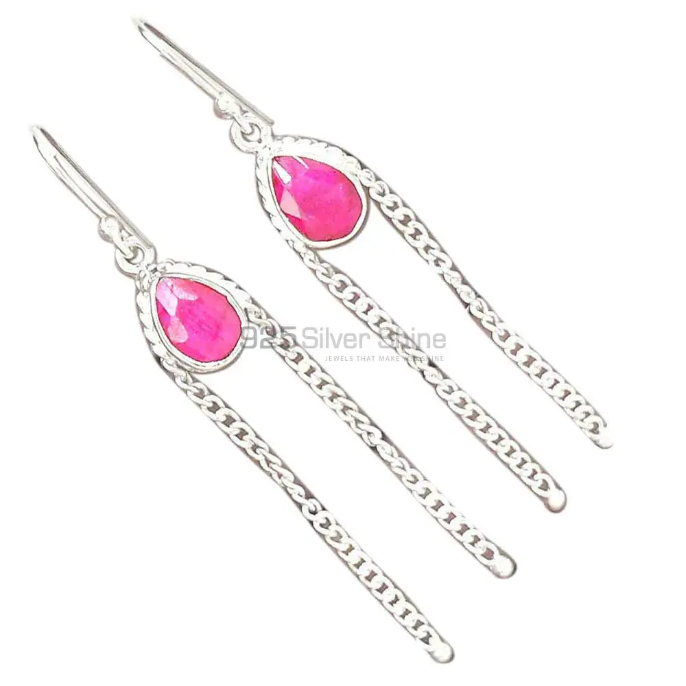 925 Sterling Silver Earrings In Dyed Ruby Gemstone Jewelry 925SE2068_1