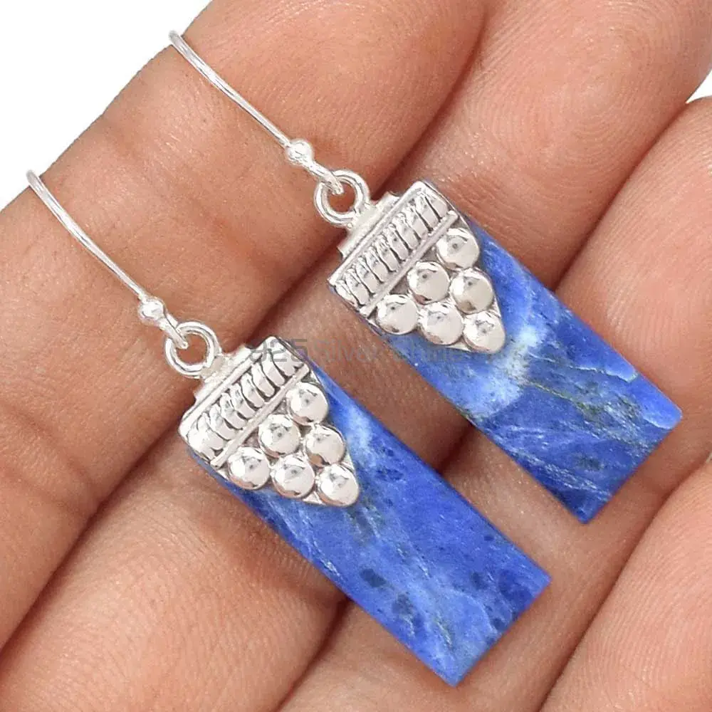 925 Sterling Silver Earrings In Lapis Gemstone Jewelry 925SE2463_1