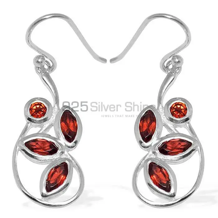 925 Sterling Silver Handmade Earrings In Garnet Gemstone Jewelry 925SE1148_0