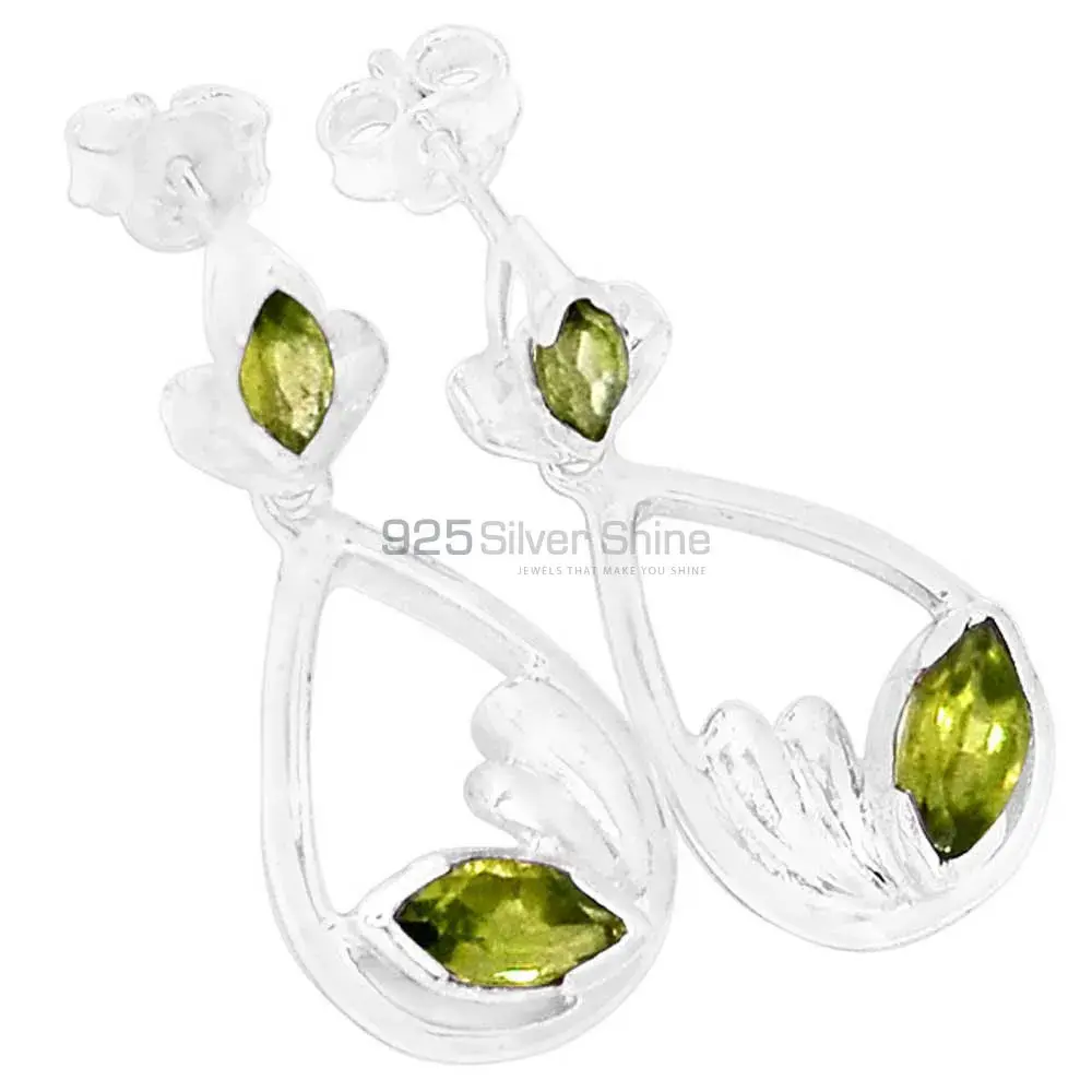 925 Sterling Silver Handmade Earrings In Peridot Gemstone Jewelry 925SE437_0